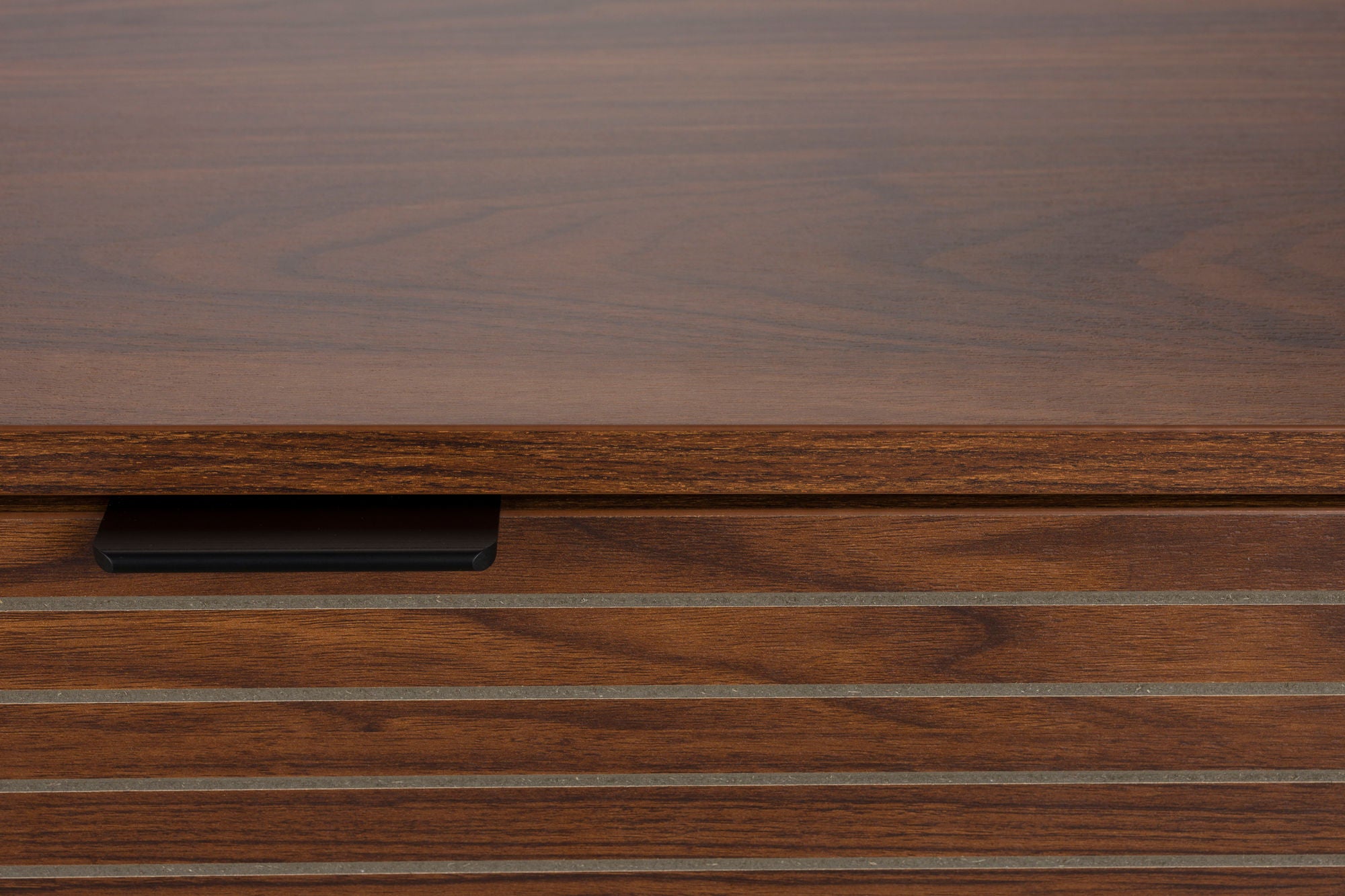 Stripes Walnut Brown Wood Sideboard